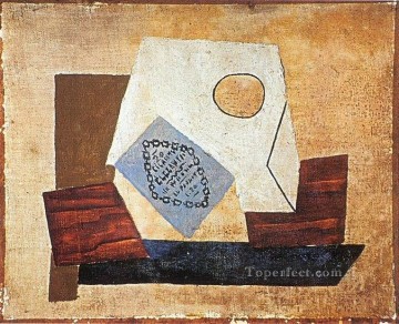 Still Life in cigarette packet 1921 cubist Pablo Picasso Oil Paintings